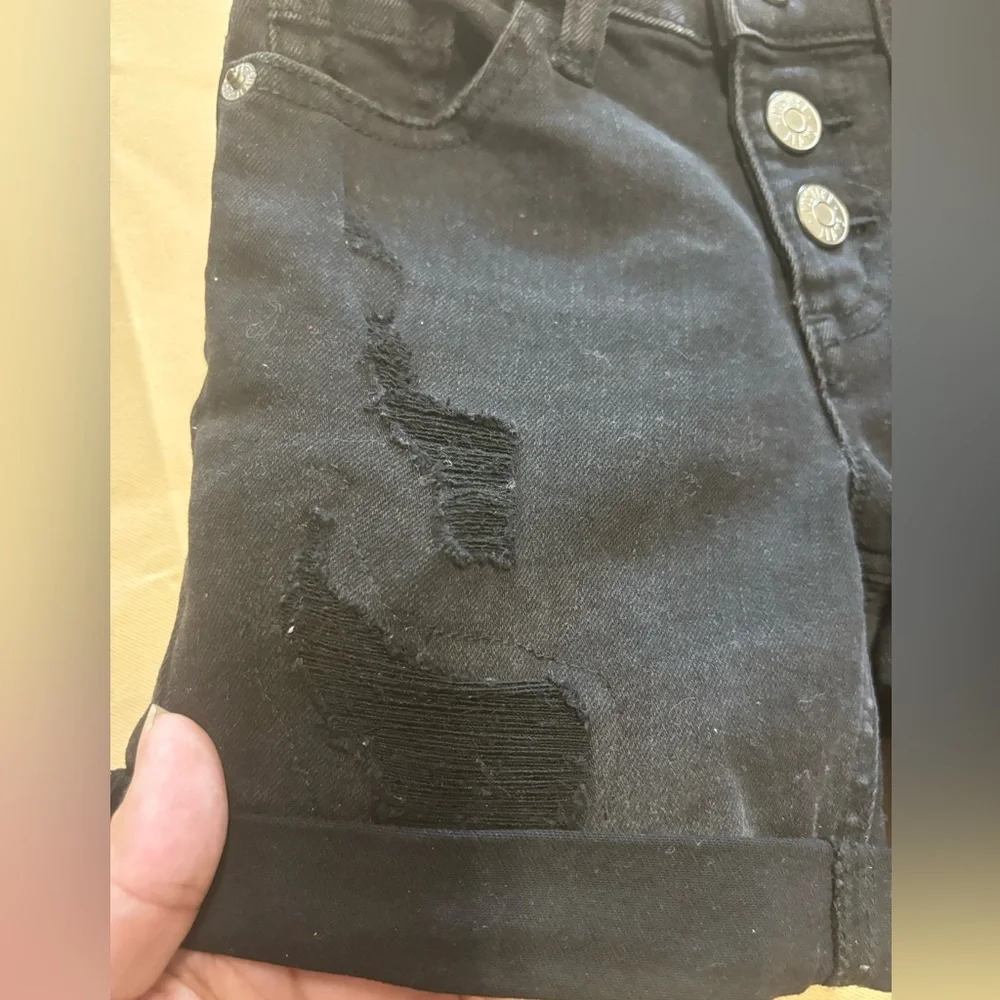 Justice Black Distressed Denim Jean‎ Shorts